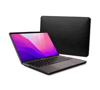 Dreem Euclid MacBook Pro Case - 13-Inch Hard Laptop Cover for MacBook Pro 2018, Luxurious Vegan Leather, Top and Bottom Shells for Protection, Slots for USB Ports - Black