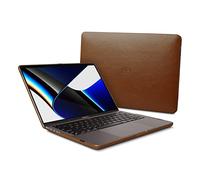 Dreem Euclid MacBook Pro Case - 14-Inch Hard Laptop Cover for MacBook Pro 2021, Luxurious Vegan Leather, Top and Bottom Shells for Protection, Slots for USB Ports - [Chocolate]