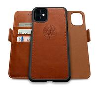 dreem Fibonacci 2-in-1 Wallet Case for Apple iPhone 11 - Luxury Vegan Leather, Magnetic Detachable Shockproof Phone Case, RFID Card Protection, 2-Way Flip Stand - Caramel