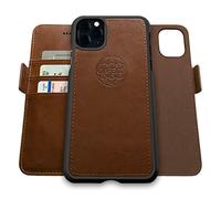 dreem Fibonacci 2-in-1 Wallet Case for Apple iPhone 11 Pro Max - Luxury Vegan Leather, Magnetic Detachable Shockproof Phone Case, RFID Card Protection, 2-Way Flip Stand - Chocolate