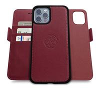 dreem Fibonacci 2-in-1 Wallet Case for Apple iPhone 12 Pro Max - Luxury Vegan Leather, Magnetic Detachable Shockproof Phone Case, RFID Card Protection, 2-Way Flip Stand - Burgundy