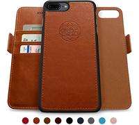 Dreem Fibonacci 2In-1 Wallet-Case For Iphone 8-Plus & 7-Plus Magnetic Detachable Pc Slim-Case, Luxury Vegan Leather, Rfid Protection, Smart 2-Way Stand, Gift-BoxToffee