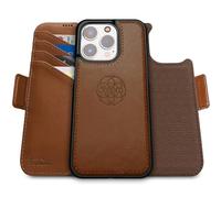 dreem Fibonacci compatible with iPhone 16 Pro wallet case / 2-in-1 shockproof case and detachable vegan leather folio, Compatible with MagSafe, RFID protection [Chocolate]