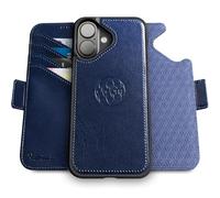 dreem Fibonacci compatible with iPhone 16 wallet case / 2-in-1 shockproof case and detachable vegan leather folio, Compatible with MagSafe, RFID protection [Royal]