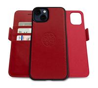 dreem Fibonacci wallet case compatible with iPhone 13/2-in-1 shockproof case and detachable vegan leather folio, MagSafe compatible, RFID protection [Red]