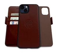 dreem Fibonacci wallet case compatible with iPhone 13/2-in-1 shockproof case and detachable vegan leather folio, MagSafe compatible, RFID protection [Coffee]