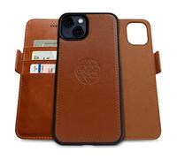 dreem Fibonacci wallet case compatible with iPhone 13 Mini / 2-in-1 shockproof case and detachable vegan leather folio, MagSafe compatible, RFID protection [Caramel]
