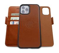dreem Fibonacci wallet case compatible with iPhone 13 Pro / 2-in-1 shockproof case and detachable vegan leather folio, MagSafe compatible, RFID protection [Caramel]