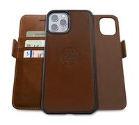 dreem Fibonacci wallet case compatible with iPhone 13 Pro / 2-in-1 shockproof case and detachable vegan leather folio, MagSafe compatible, RFID protection [Chocolate]