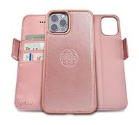 dreem Fibonacci wallet case compatible with iPhone 13 Pro Max / 2-in-1 shockproof case and detachable vegan leather folio, MagSafe compatible, RFID protection [Rose]