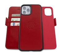dreem Fibonacci wallet case compatible with iPhone 13 Pro Max / 2-in-1 shockproof case and detachable vegan leather folio, MagSafe compatible, RFID protection [Red]