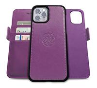 dreem Fibonacci wallet case compatible with iPhone 13 Pro Max / 2-in-1 shockproof case and detachable vegan leather folio, MagSafe compatible, RFID protection [Purple]