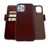 dreem Fibonacci wallet case compatible with iPhone 13 Pro Max / 2-in-1 shockproof case and detachable vegan leather folio, MagSafe compatible, RFID protection [Coffee]