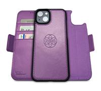 dreem Fibonacci wallet case compatible with iPhone 14 Plus / 2-in-1 shockproof case and detachable vegan leather folio, MagSafe compatible, RFID protection [Purple]