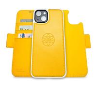 dreem Fibonacci wallet case compatible with iPhone 14 Plus / 2-in-1 shockproof case and detachable vegan leather folio, MagSafe compatible, RFID protection [Yellow]