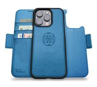 dreem Fibonacci wallet case compatible with iPhone 14 Pro / 2-in-1 shockproof case and detachable vegan leather folio, MagSafe compatible, RFID protection [Slate]