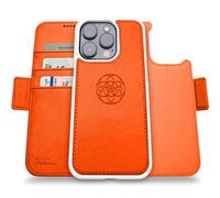 dreem Fibonacci wallet case compatible with iPhone 14 Pro / 2-in-1 shockproof case and detachable vegan leather folio, MagSafe compatible, RFID protection [Orange]