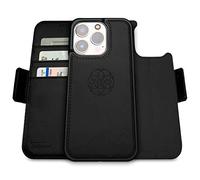 dreem Fibonacci wallet case compatible with iPhone 14 Pro / 2-in-1 shockproof case and detachable vegan leather folio, MagSafe compatible, RFID protection [Black]