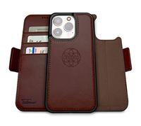 dreem Fibonacci wallet case compatible with iPhone 14 Pro / 2-in-1 shockproof case and detachable vegan leather folio, MagSafe compatible, RFID protection [Coffee]