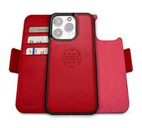 dreem Fibonacci wallet case compatible with iPhone 14 Pro / 2-in-1 shockproof case and detachable vegan leather folio, MagSafe compatible, RFID protection [Red]