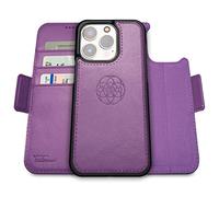 dreem Fibonacci wallet case compatible with iPhone 14 Pro Max / 2-in-1 shockproof case and detachable vegan leather folio, MagSafe compatible, RFID protection [Purple]