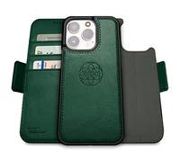 dreem Fibonacci wallet case compatible with iPhone 14 Pro Max / 2-in-1 shockproof case and detachable vegan leather folio, MagSafe compatible, RFID protection [Green]