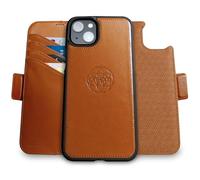 dreem Fibonacci wallet case compatible with iPhone 15/2-in-1 shockproof case and detachable vegan leather folio, MagSafe compatible, RFID protection [Caramel]
