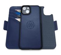 dreem Fibonacci wallet case compatible with iPhone 15/2-in-1 shockproof case and detachable vegan leather folio, MagSafe compatible, RFID protection [Royal]