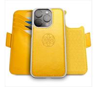 dreem Fibonacci wallet case compatible with iPhone 15 Pro / 2-in-1 shockproof case and detachable vegan leather folio, MagSafe compatible, RFID protection [Yellow]