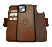 dreem Fibonacci Wallet Case for iPhone 14 & iPhone 16e Case Wallet | 3-in-1 Magnetic Detachable Vegan Leather Cover with Built-In Kick-Stand, RFID Blocking Card Holder, MagSafe Compatible [Chocolate]