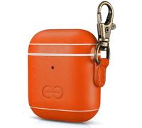 Dreem Om Case Cover with Keychain Clip compatible with AirPods 1 & 2, Vegan Leather Airpods Case for Men & Women, Luxury Earbuds Accessory for Apple iPhone - Orange