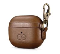 Dreem Om Case Cover with Keychain Clip compatible with AirPods 3 for Apple AirPods 3rd Generation, Vegan Leather AirPod Case for Men & Women, Luxury Earbuds Accessory for iPhone - Chocolate