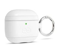 Dreem Om Case Cover with Keychain Clip Compatible with AirPods 4 for Apple AirPods 4th Generation, Vegan Leather AirPod Case for Men & Women, Luxury Earbuds Accessory for iPhone - White