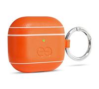 Dreem Om Case Cover with Keychain Clip Compatible with AirPods 4 for Apple AirPods 4th Generation, Vegan Leather AirPod Case for Men & Women, Luxury Earbuds Accessory for iPhone - Orange