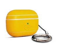 Dreem Om Case Cover with Keychain Clip Compatible with AirPods Pro 2/Pro, Protective One-Piece Hard Shell, Luxury Vegan Leather AirPod Pro Case 2nd/1st Generation with Separate Clip [Yellow]