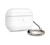 Dreem Om Case Cover with Keychain Clip Compatible with AirPods Pro 2/Pro, Protective One-Piece Hard Shell, Luxury Vegan Leather AirPod Pro Case 2nd/1st Generation with Separate Clip [White]