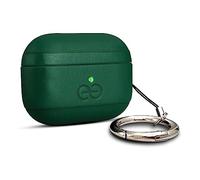 Dreem Om Case Cover with Keychain Clip Compatible with AirPods Pro 2/Pro, Protective One-Piece Hard Shell, Luxury Vegan Leather AirPod Pro Case 2nd/1st Generation with Separate Clip [Green]