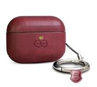 Dreem Real Leather AirPods Pro 3 Case Cover, Keychain Carabiner Clip, for Apple AirPods Pro 3 Case, Leather + Protective Hard Plastic Shell, MagSafe OK, with Reveal Motion Effect [Om:Wine]