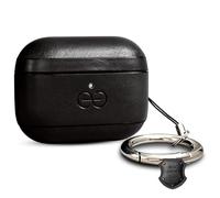 Dreem Real Leather AirPods Pro 3 Case Cover, Keychain Carabiner Clip, for Apple AirPods Pro 3 Case, Leather + Protective Hard Plastic Shell, MagSafe OK, with Reveal Motion Effect [Om:Black]