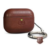 Dreem Real Leather AirPods Pro 3 Case Cover, Keychain Carabiner Clip, for Apple AirPods Pro 3 Case, Leather + Protective Hard Plastic Shell, MagSafe OK, with Reveal Motion Effect [Om:Chestnut]