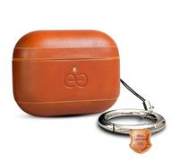 Dreem Real Leather AirPods Pro 3 Case Cover, Keychain Carabiner Clip, for Apple AirPods Pro 3 Case, Leather + Protective Hard Plastic Shell, MagSafe OK, with Reveal Motion Effect [Om:Caramel]