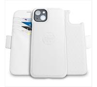 dreem Wallet Case for iPhone 15, Revolutionary Vert/Hor Phone Stand, Magnetic Detachable Vegan Leather Flip Cover RFID Blocking Card Holder, MagSafe-Fit, Gift Box [Fibonacci: White]