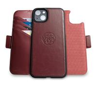 dreem Wallet Case for iPhone 15, Revolutionary Vert/Hor Phone Stand, Magnetic Detachable Vegan Leather Flip Cover RFID Blocking Card Holder, MagSafe-Fit, Gift Box [Fibonacci: Burgundy]