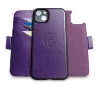 dreem Wallet Case for iPhone 15, Revolutionary Vert/Hor Phone Stand, Magnetic Detachable Vegan Leather Flip Cover RFID Blocking Card Holder, MagSafe-Fit, Gift Box [Fibonacci: Purple]