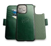 dreem Wallet Case for iPhone 16 Pro, Revolutionary Vert/Hor Phone Stand, Magnetic Detachable Vegan Leather Flip Cover RFID Blocking Card Holder, MagSafe-Fit, Gift Box [Fibonacci: Green]