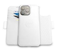 dreem Wallet Case for iPhone 16 Pro, Revolutionary Vert/Hor Phone Stand, Magnetic Detachable Vegan Leather Flip Cover RFID Blocking Card Holder, MagSafe-Fit, Gift Box [Fibonacci: White]