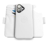 dreem Wallet Case for iPhone 16, Revolutionary Vert/Hor Phone Stand, Magnetic Detachable Vegan Leather Flip Cover RFID Blocking Card Holder, MagSafe-Fit, Gift Box [Fibonacci: White]