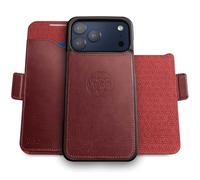 dreem Wallet Case for iPhone 17 Pro, Revolutionary Vert/Hor Phone Stand, Magnetic Detachable Vegan Leather Flip Cover RFID Blocking Card Holder, MagSafe-Fit, Gift Box [Fibonacci: Burgundy]
