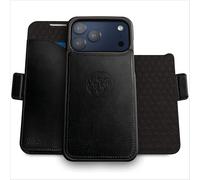 dreem Wallet Case for iPhone 17 Pro, Revolutionary Vert/Hor Phone Stand, Magnetic Detachable Vegan Leather Flip Cover RFID Blocking Card Holder, MagSafe-Fit, Gift Box [Fibonacci: Black]