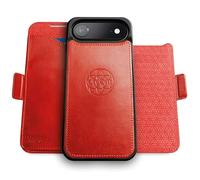 dreem Wallet Case for iPhone Air, Revolutionary Vert/Hor Phone Stand, Magnetic Detachable Vegan Leather Flip Cover RFID Blocking Card Holder, MagSafe-Fit, Gift Box [Fibonacci: Red]